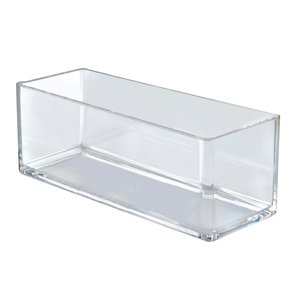 4" x 10" Deluxe Clear Acrylic Rectangular Bin, PK4